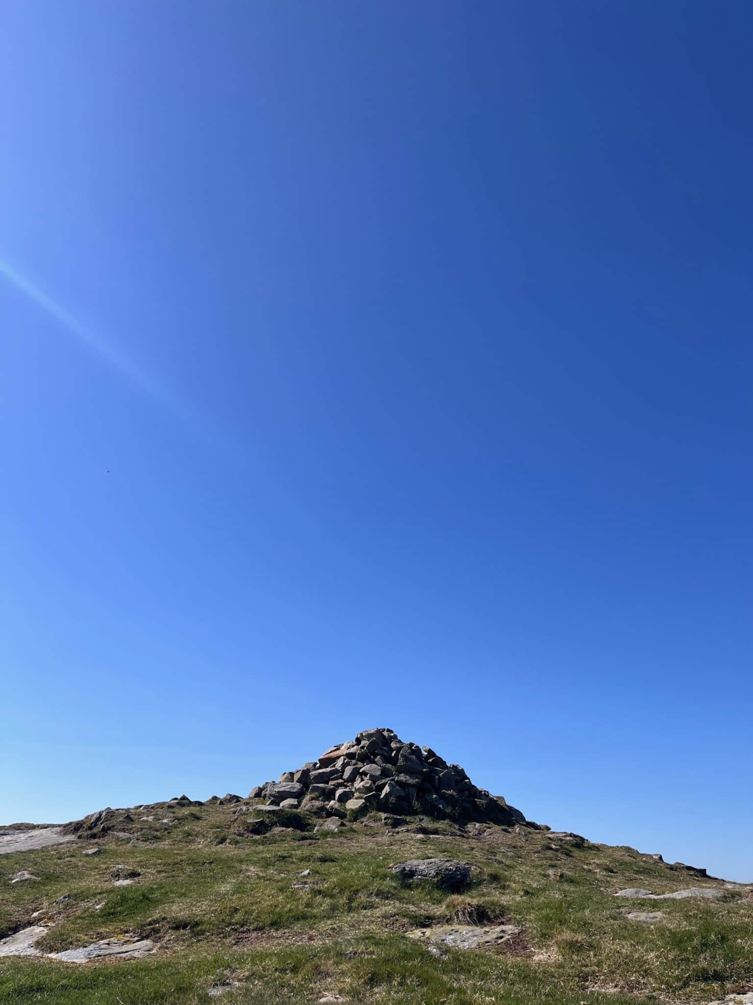 The cairn on the hill above St Cuthberts Cave in Northumberland